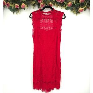 Free People Daydream Red Lace Dress Size Large NWT